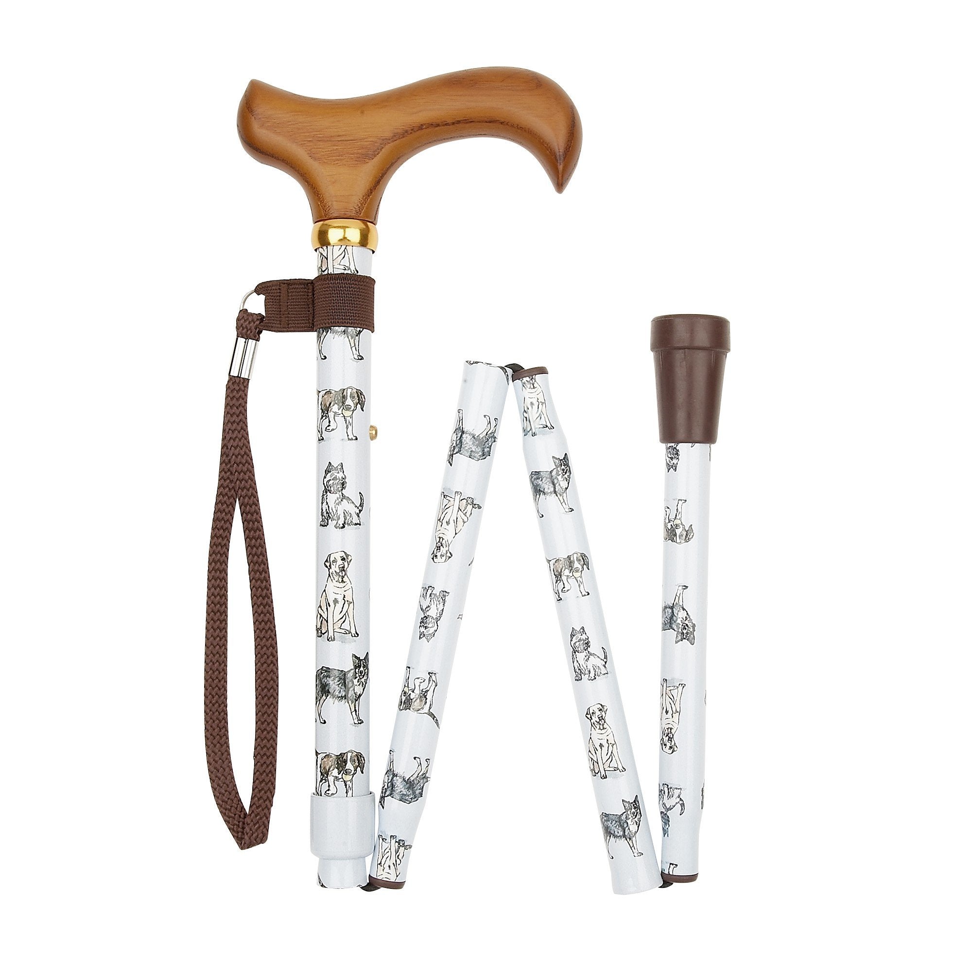 Folding Walking Stick with Dogs