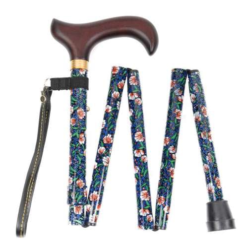 Handbag Size Folding Stick - Delicate Morris Pattern