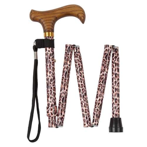 Handbag Size Folding Stick - Leopard Print