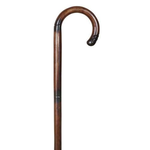 Crook Walking Cane with Carved Detail