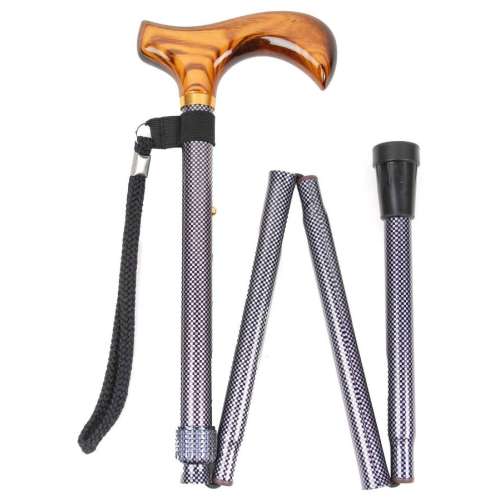 Derby Black Check Folding Stick