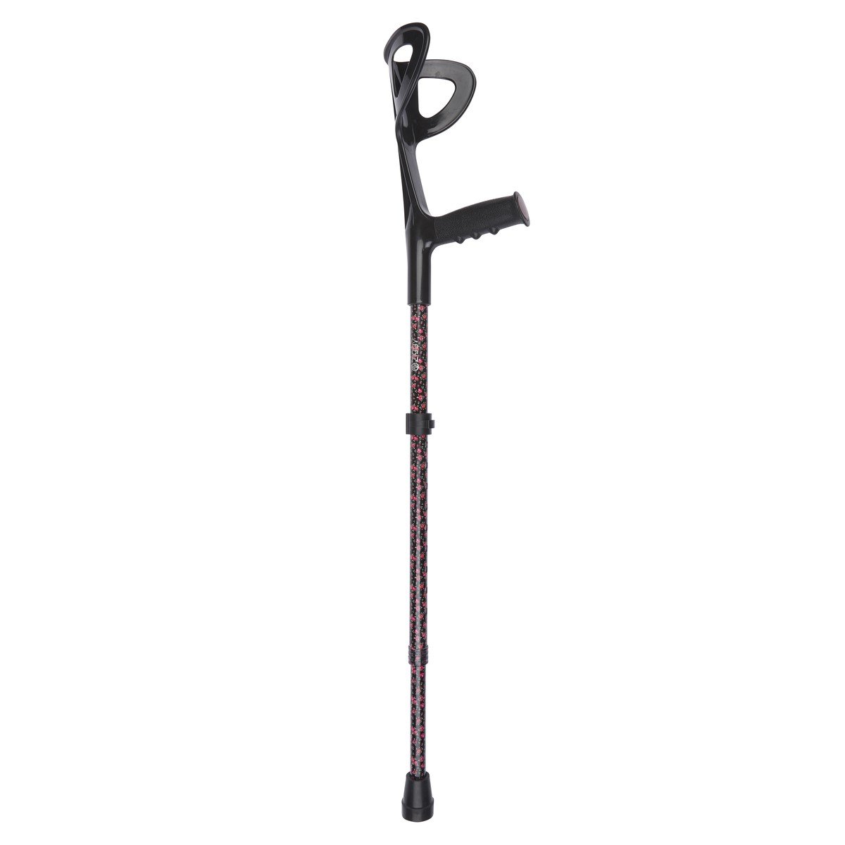 Black Floral Patterned Adjustable Crutch