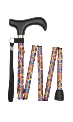 Handbag Size Folding Stick - Butterflies