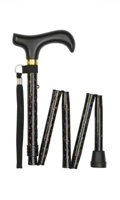 Extra Short Folding Stick - Black Floral