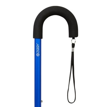 Blue Crook Handled Adjustable Walking Stick