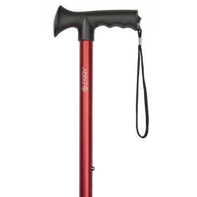 Red Gel Grip Handled Adjustable Walking Stick