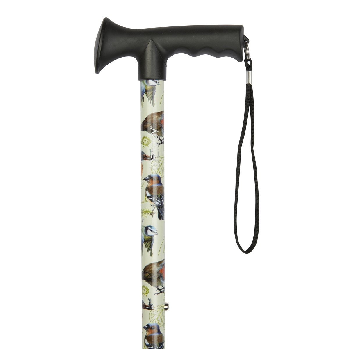 Garden Birds Gel Grip Handled Adjustable Walking Stick