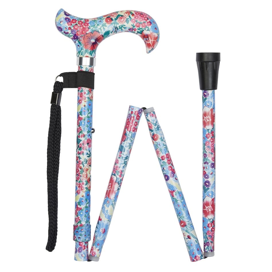 Multi Floral Folding Walking Stick