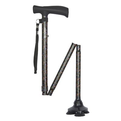 Tribase Foldable Walking Stick - Black Floral