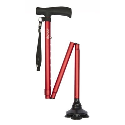 Tribase Foldable Walking Stick - Red