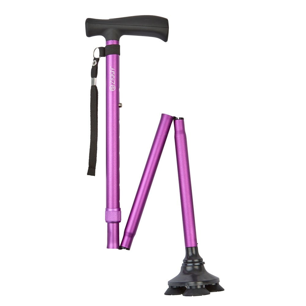 Tribase Foldable Walking Stick - Purple