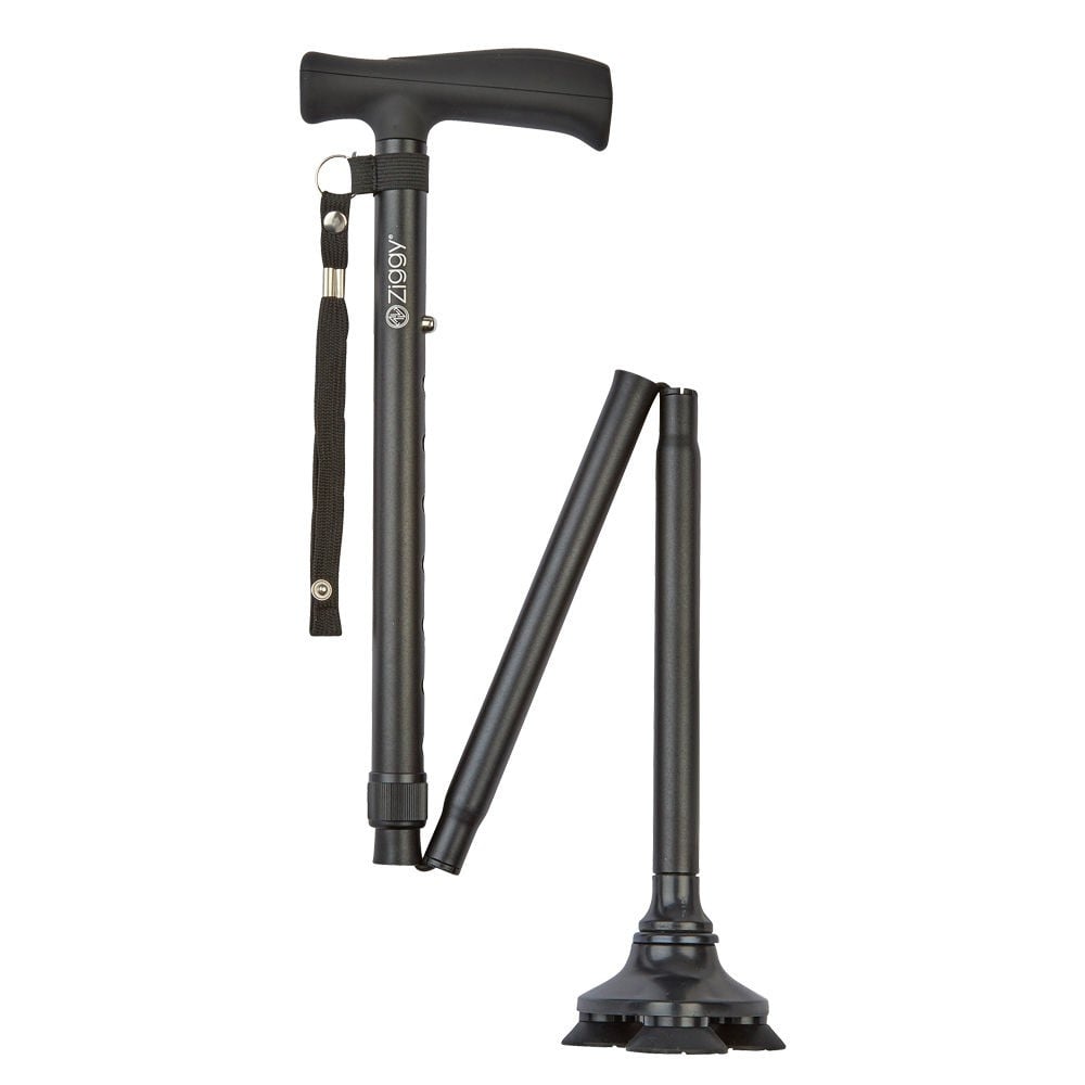 Tribase Foldable Walking Stick - Black