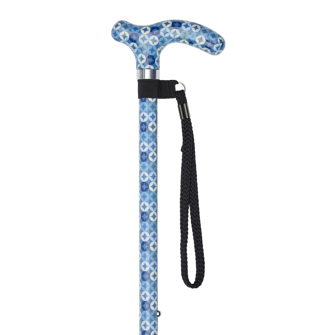 Height Adjustable Walking Stick - Blue Circles
