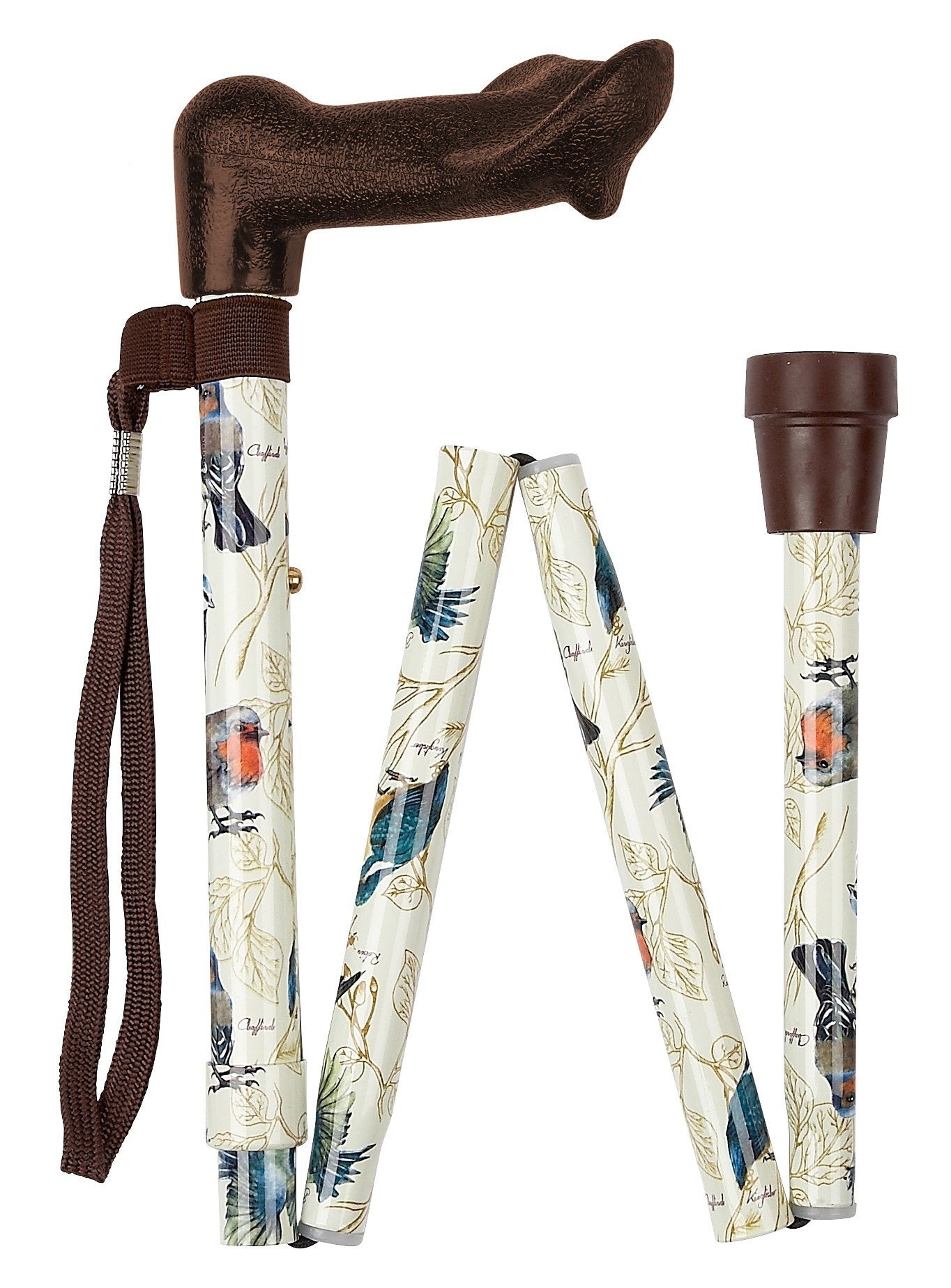 Garden Birds Folding Orthopaedic Walking Stick