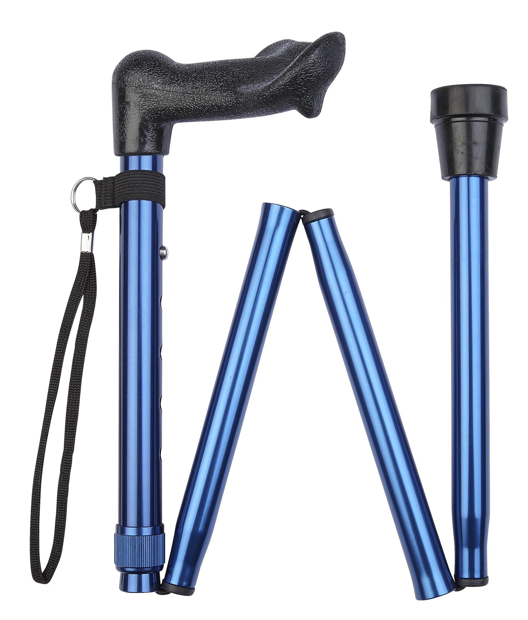 Metallic Blue Folding Orthopaedic Walking Stick