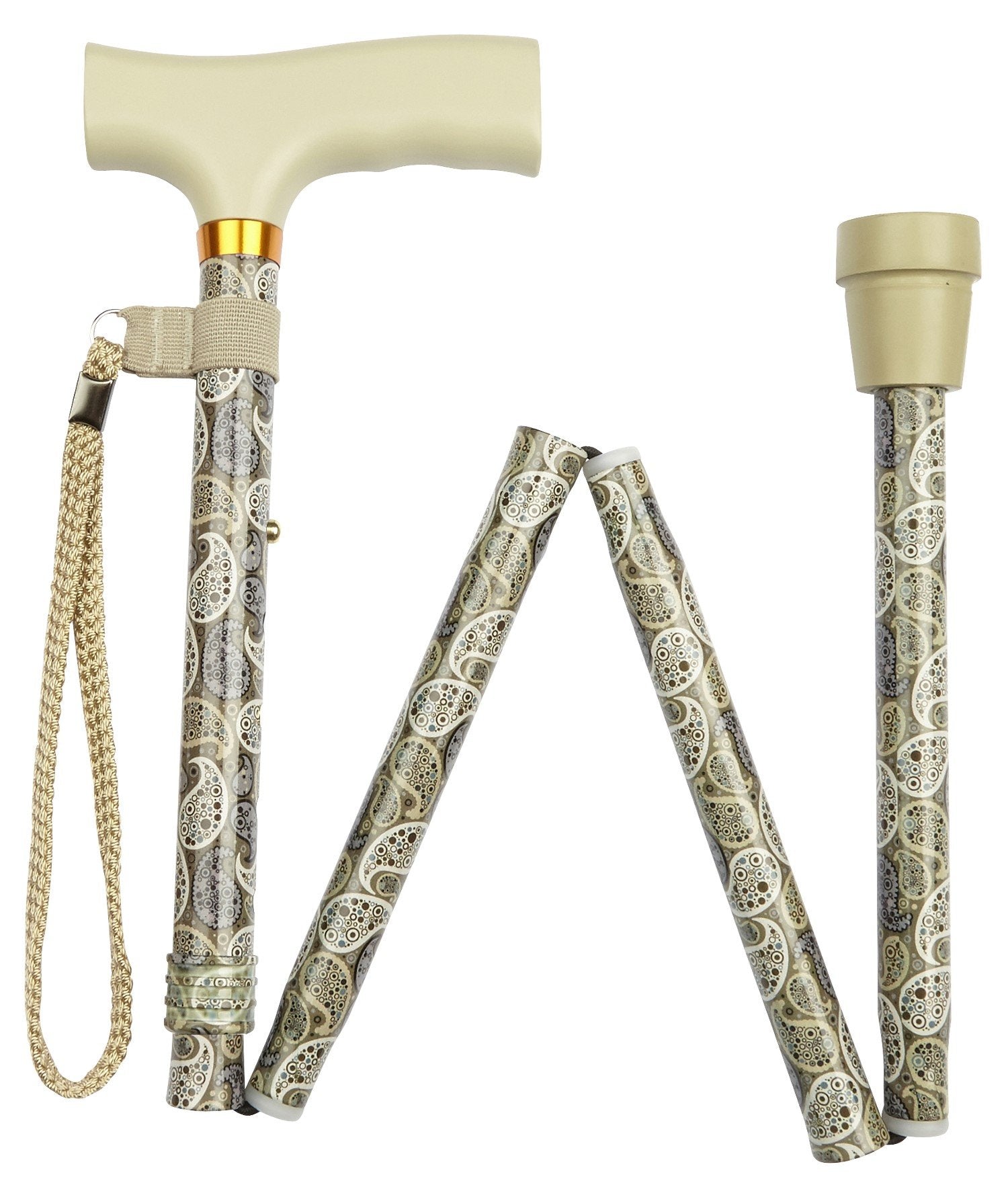 Folding Walking Stick - Sage Paisley