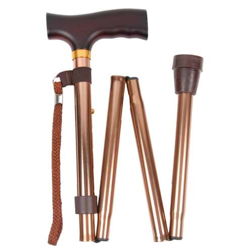 Crutch Handled Copper Folding Stick