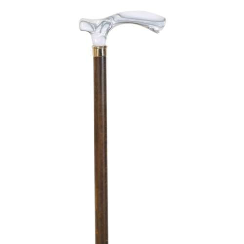 White Crutch Handled Walking Stick