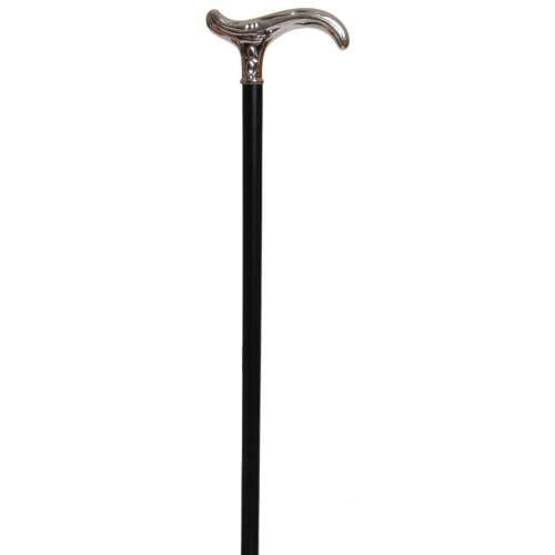 Silver Plated Derby Walking Stick with Black Shaft