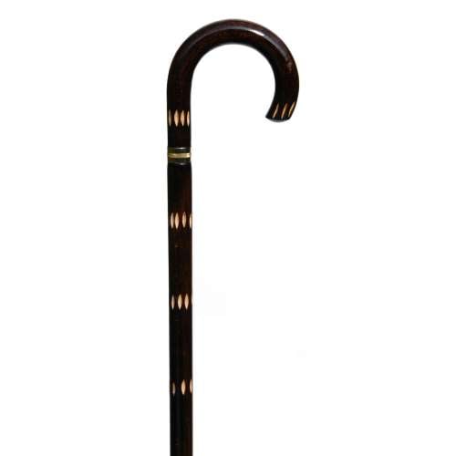 Carved Detail Dark Brown Crook Cane