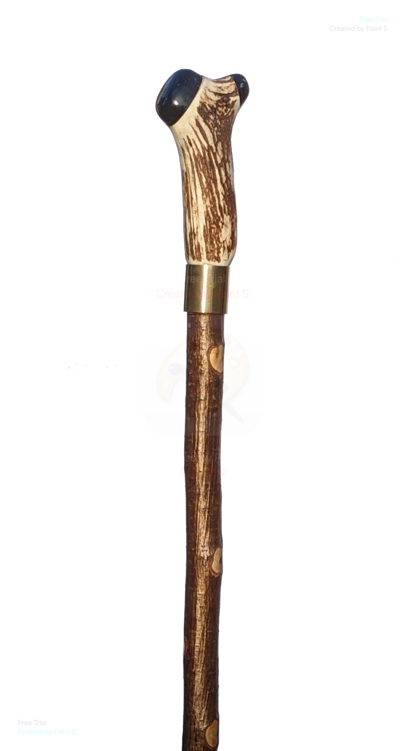 Twisty Hazel Stick with Stag Antler Handle