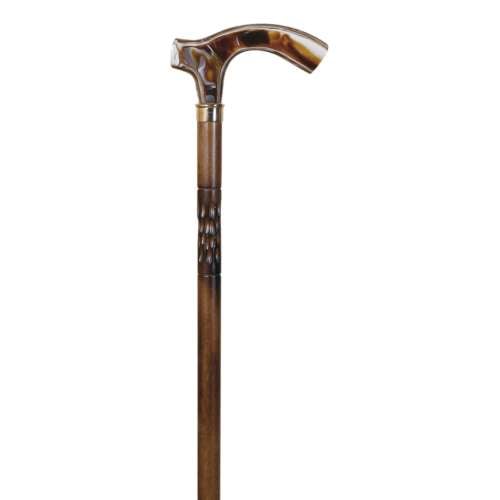 Brown and Cream Handle Crutch Stick with Carved Detail