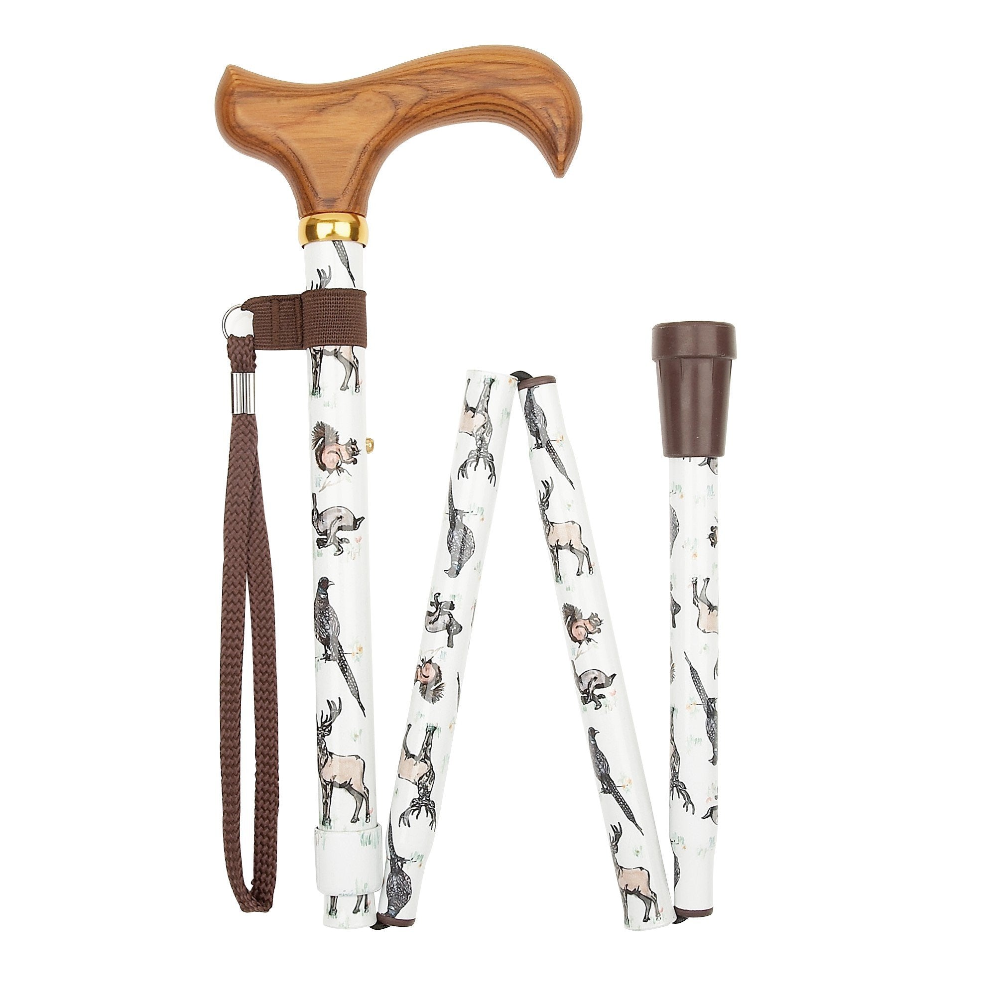 Folding Walking Stick - Woodland Animals