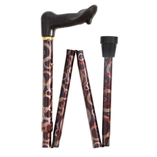 Brown Abstract Design Folding Orthopaedic Walking Stick
