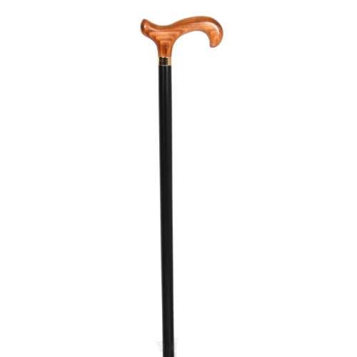 Black Walking Cane with Natural Wood Handle