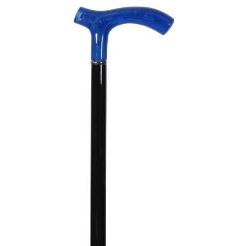 Blue Handled Wooden Crutch Cane