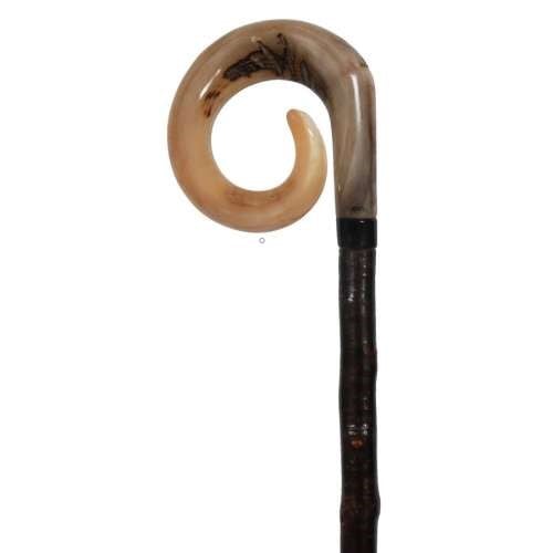 Curly Ram's Horn Crook with Blackthorn Shaft