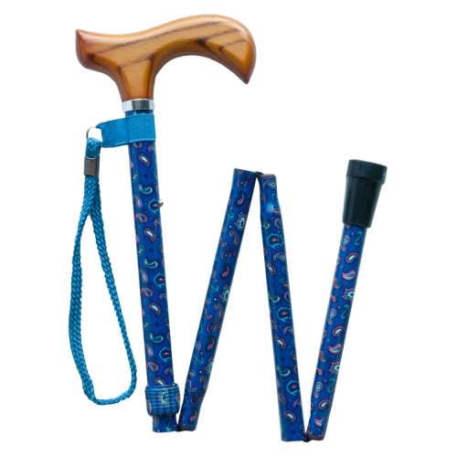 Royal Blue Paisley Folding Stick