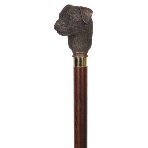 Terrier Bronze Finish Walking Stick