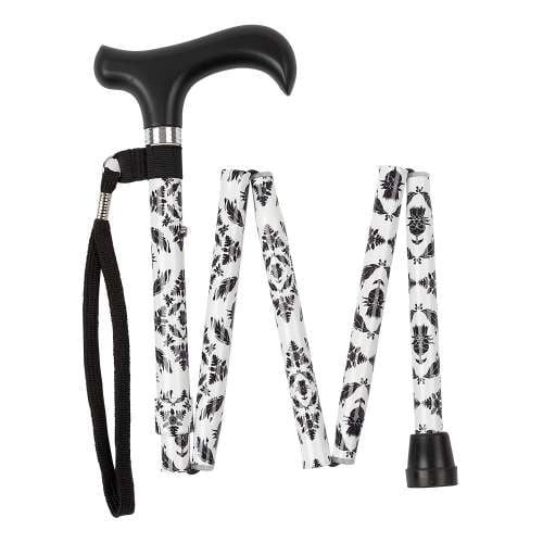 Handbag Size Folding Stick - Damask Pattern