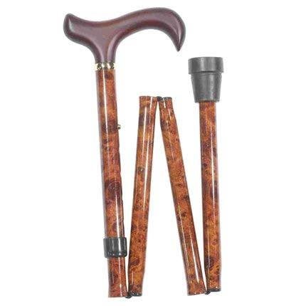 Burr Wood Effect Extra Tall Folding Walking Stick