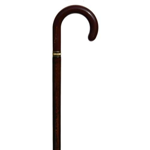 Brown Crook Handled Walking Stick with Collar