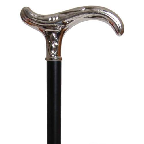 Silver Plated Derby Walking Stick with Black Shaft
