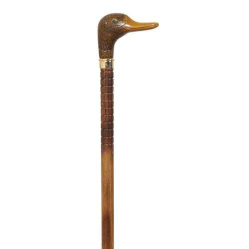 Duck Top Walking Stick with Carved Detail