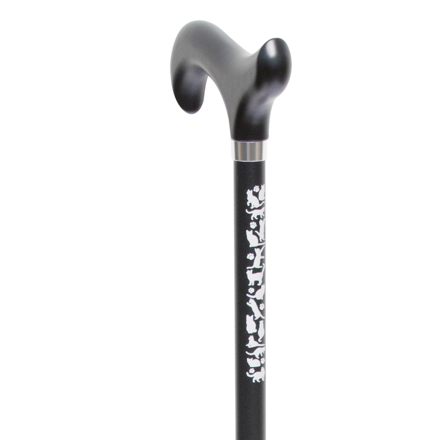 Cats Print Derby Adjustable Walking Stick in Black