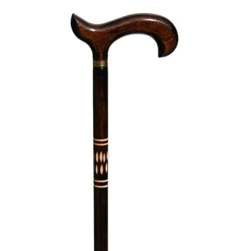 Dark Brown Derby Cane with Carved Detail